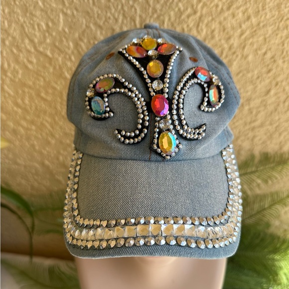 Denim Cotton Cap with Bejewelled Glitz main image 0